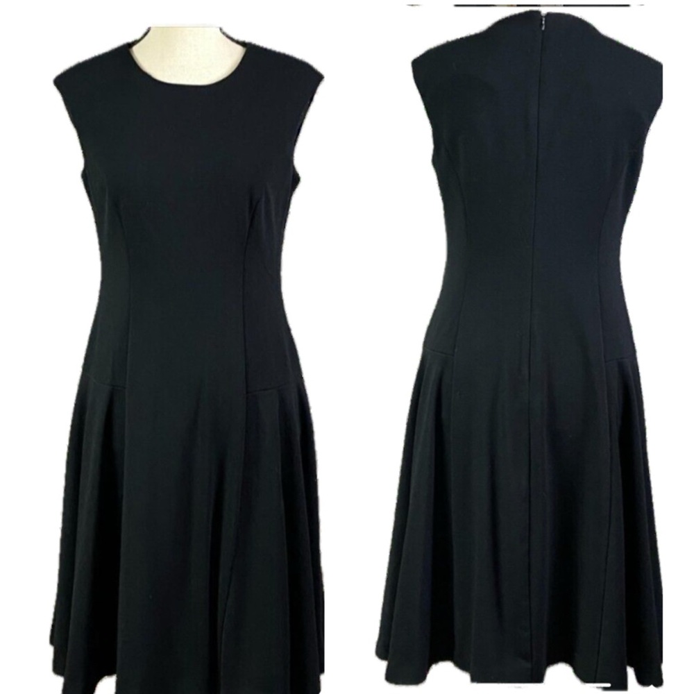 Catherine Malandrino Elegant lined Black Dress with inverted pleats.